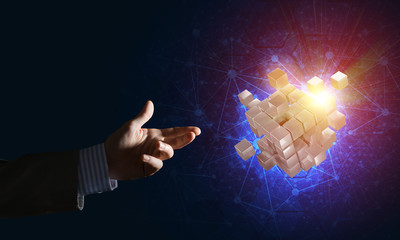 Idea of new technologies and integration presented by cube figure