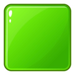 Green glossy button icon, cartoon style