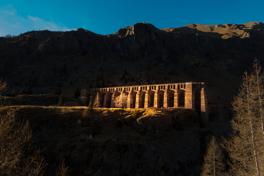 Diga del Gleno abandoned dam on the mountains of Italy