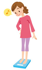 体重計に乗る女性