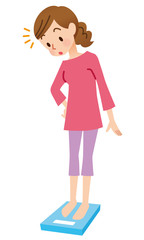 体重計に乗る女性