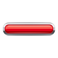 Red rectangular button icon, cartoon style