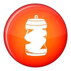 Crumpled aluminum cans icon, flat style