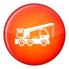 Truck mounted crane icon, flat style