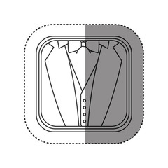 sticker of monochrome rounded square with background of formal suit vector illustration