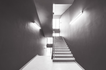 Monochrome image of the stairs.