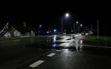 Pedestrian Crossing On A Rainy Evening