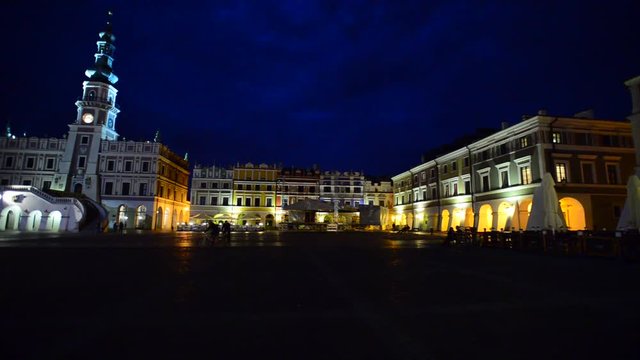 Panorama Zamościa nocą 