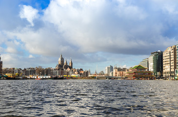 Fototapeta premium Amsterdam canals, bridges and houses