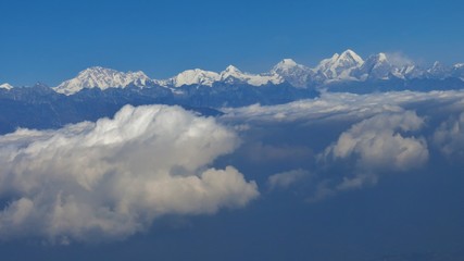 Mountains of the Himalayas seen from the flight to Kathmandu.