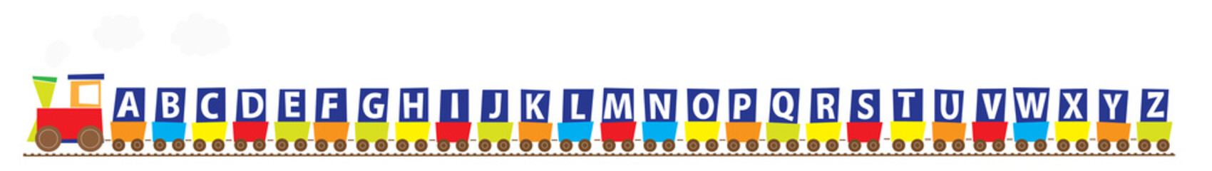 cartoon learning abc train - educational vector illustration for children 