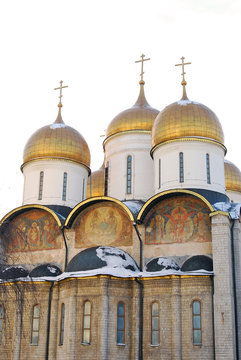 Dormition church in Moscow Kremlin. UNESCO World Heritage Site.