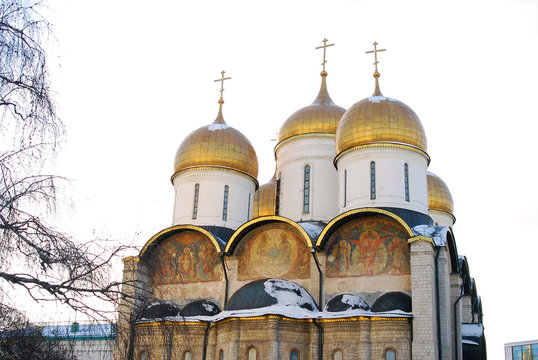 Dormition church in Moscow Kremlin. UNESCO World Heritage Site.