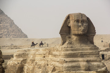 The Sphinx near the Great Pyramids of Giza