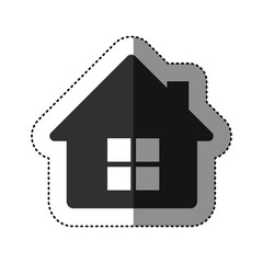 sticker of black silhouette of house side view in white background vector illustration
