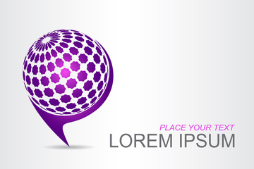 Logo stylized spherical surface with abstract shapes