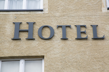 Hotel Sign on Facade