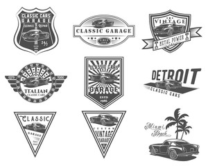 Vector set of classic Italian sports car for logo templates, icons, logos, promotion, isolated on white background