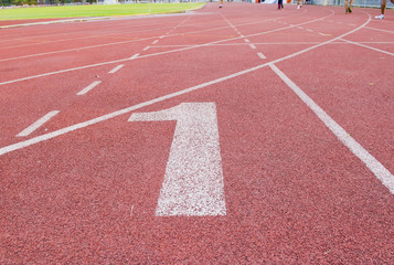 Racetrack in stadium, a close up