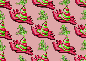 Obraz premium Seamless texture , fairytale hat on a pink background 