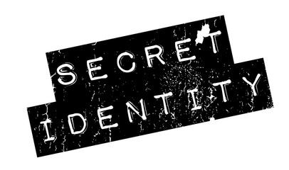 Secret Identity rubber stamp. Grunge design with dust scratches. Effects can be easily removed for a clean, crisp look. Color is easily changed.