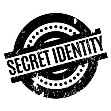 Secret Identity rubber stamp. Grunge design with dust scratches. Effects can be easily removed for a clean, crisp look. Color is easily changed.