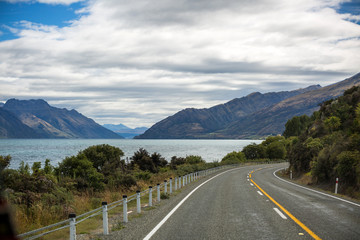 Road along the lake, New Zealand
