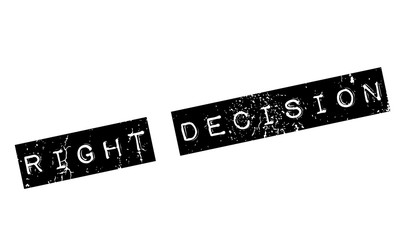 Right Decision rubber stamp. Grunge design with dust scratches. Effects can be easily removed for a clean, crisp look. Color is easily changed.