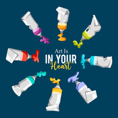 Set of colorful vector paint tubes