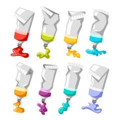 Set of colorful vector paint tubes