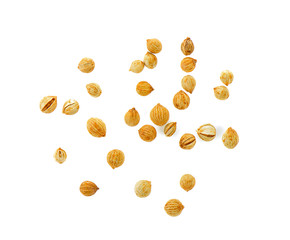 Coriander seeds isolated on white background