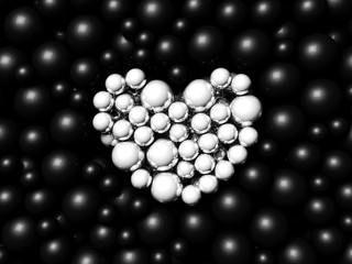 silver and black spheres background 3d render