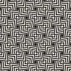 Geometric Ornament With Striped Rhombuses. Vector Seamless Monochrome Pattern