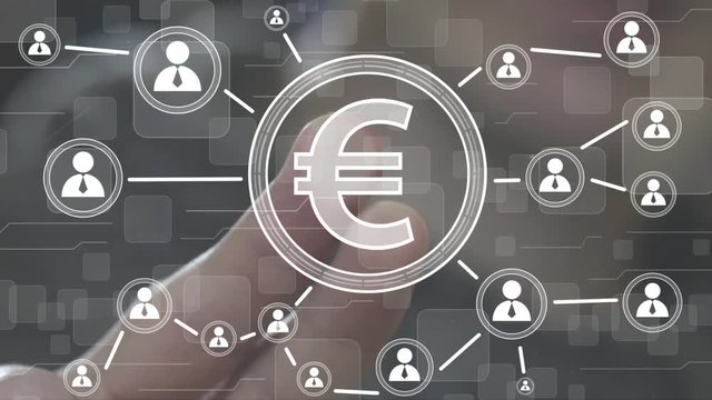 Business button eur euro currency network