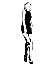 Silhouette of girl in sexual pose vector.