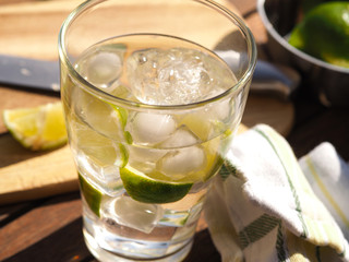 Cold water with lime fruits