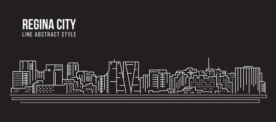 Cityscape Building Line art Vector Illustration design - Regina city