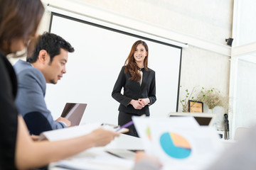 Business woman giving presentation