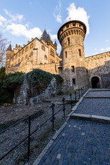 Obraz premium Blauer Himmel und Turm vom Schloss, Harz, Wernigerode