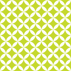 Green and white overlapping circles. Abstract retro design seamless pattern. Simple vector geometrical background.