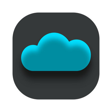 Blue Cloud Icon on Grey Background App Design Idea