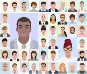 Portraits of different people, African, vector