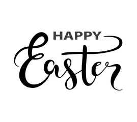Isolated text Happy Easter on white background, vector illustration