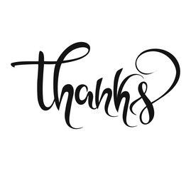 Isolated text thanks on white background, vector illustration