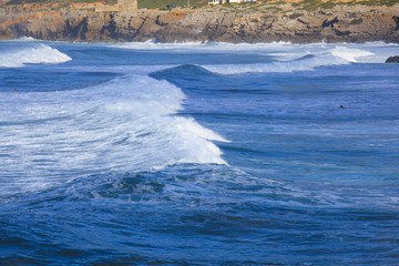 Rocky Coast Extending into the Sea