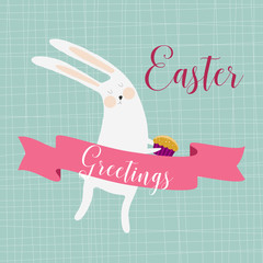 Easter greetings card with bunny and easter cake