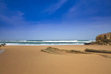 Fototapeta na wymiar The rocky coast seen in Portugal Sintra