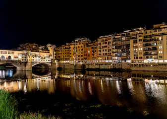 view of Florence with the old bridge in the heart of Tuscany
