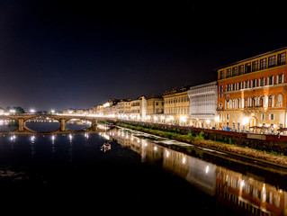 view of Florence with the old bridge in the heart of Tuscany