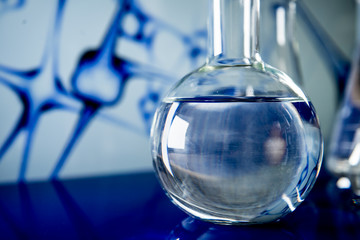 Lab theme. Science and medical background. Laboratory glassware.